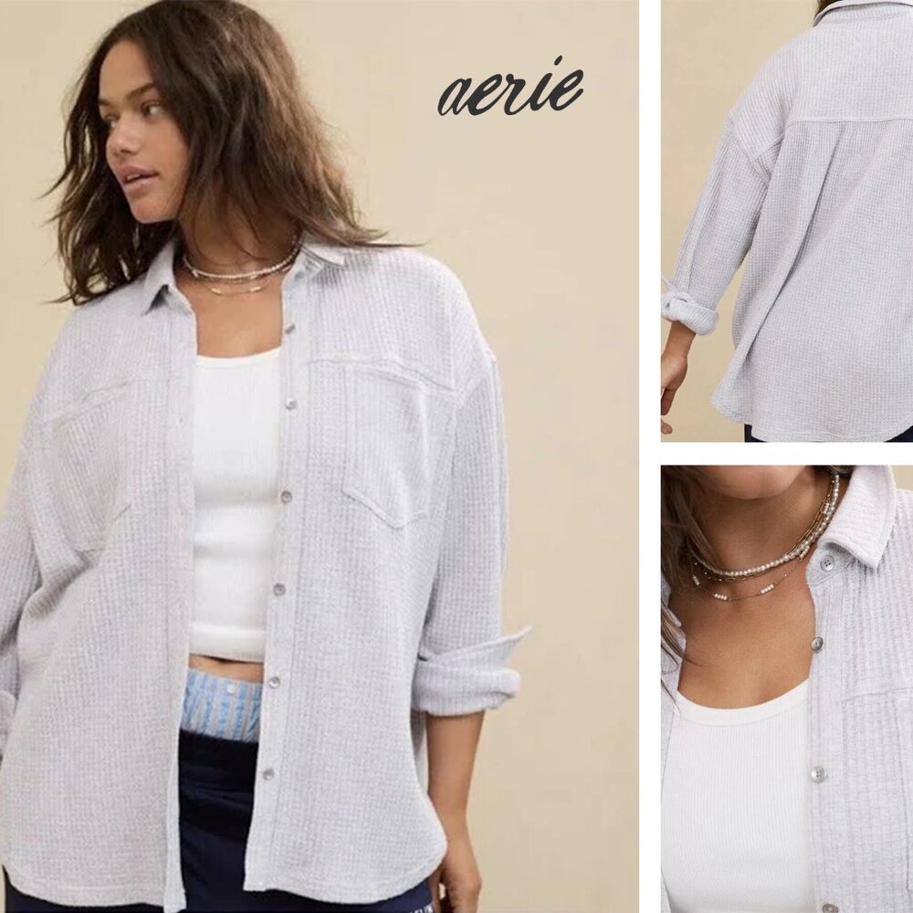 Aerie "Anytime Fave" Waffle Shirt - NWT - Picture 2 of 2